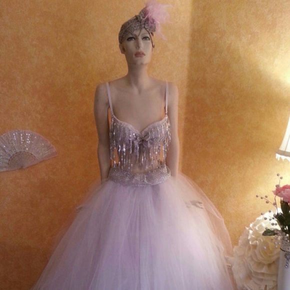 Sequin Illusion Crystal LookBralette Ballgown